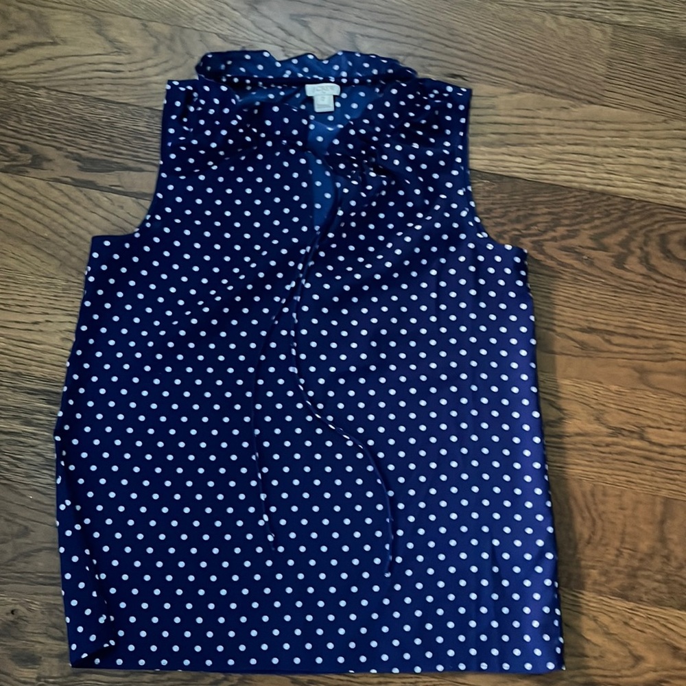 J. Crew Womens Ruffled Collar Polka Dot Top Sleeveless